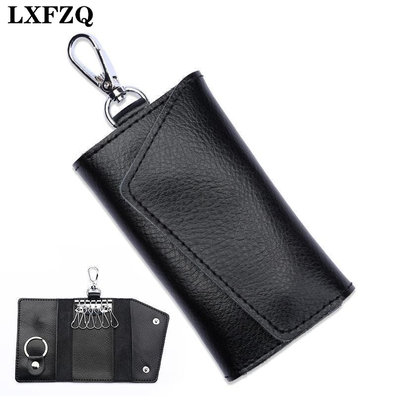 LXFZQ Card Bag Genuine Leather Keychain Men Women Key Holder Organizer Pouch Cow Split Car Key Bag Wallet Housekeeper Key Case