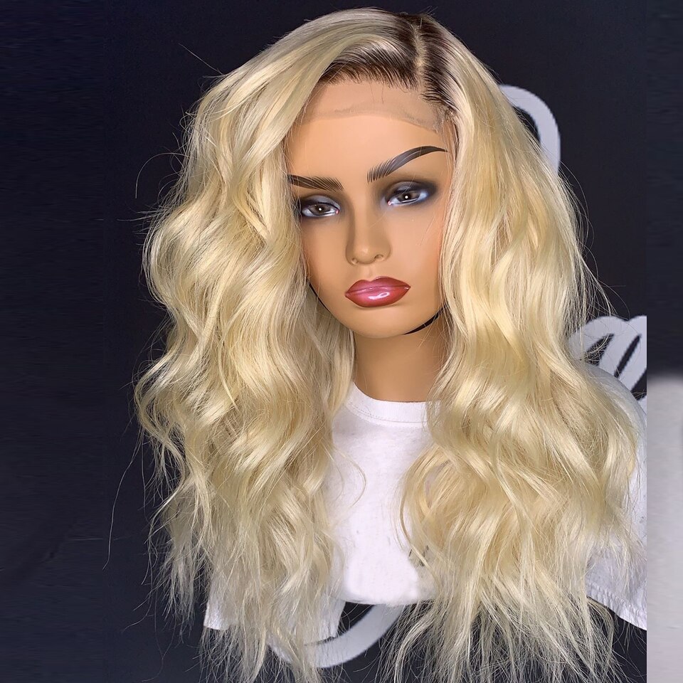 Middle Parting Blonde 13x4 Lace Front Human Hair Wigs Thick LOng Density Virgin Brazilian 13x6 Lace Frontal Wigs For Women