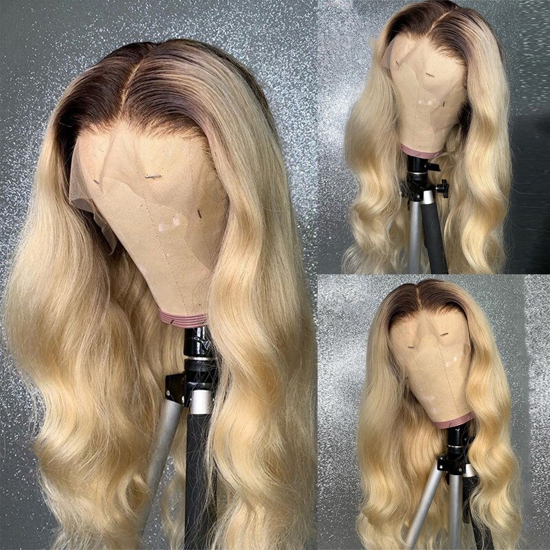 Ombre Brown 13x4 Lace Front Human Hair Wigs Thick Full Density Blonde Body Wave Ombre 13x6 Lace Front Wig For Women