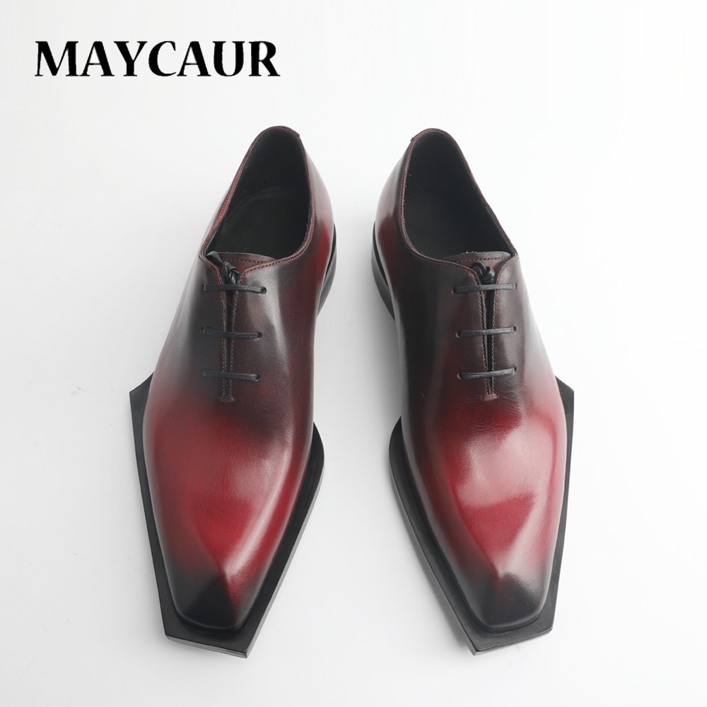 Formal men's shoes leather Oxford shoes flat bottom lace designer office wedding high quality luxury elegant leather shoes