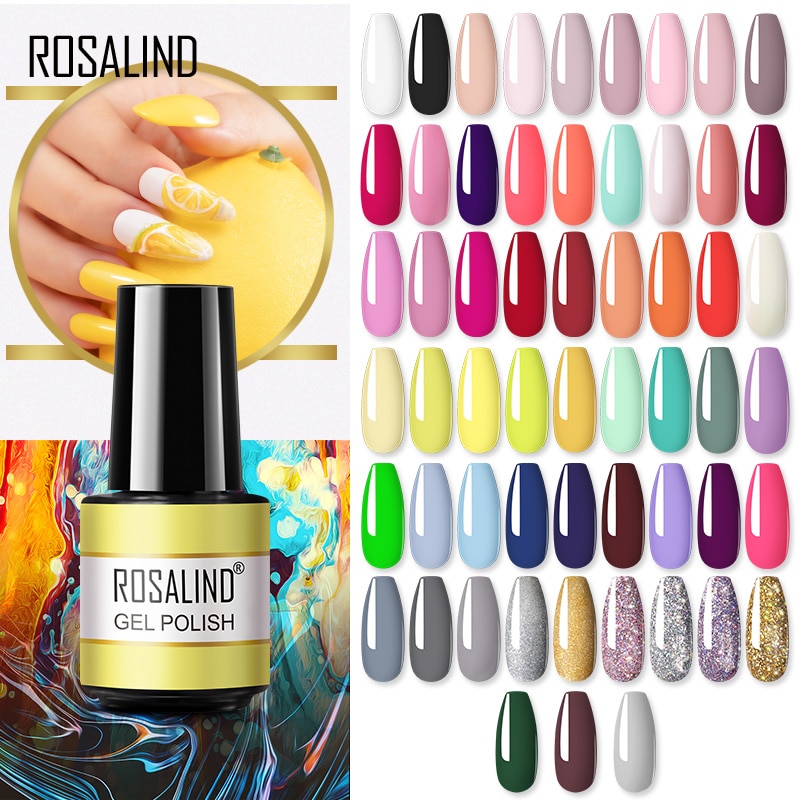 ROSALIND Gel Polish 7ML Gel Varnishes All For Manicure Nails Art Soak Off Base Top Coat Semi Permanent Glitter Gel Nail Polish