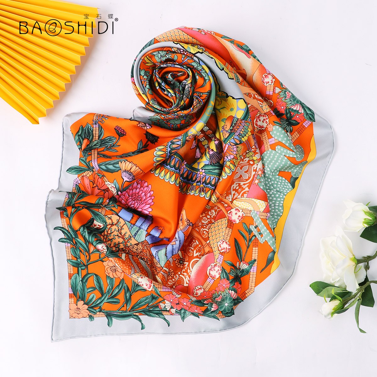 Jewel butterfly heavy silk scarves spring versatile mulberry silk scarves Hangzhou silk gifts / Silk Road flowers