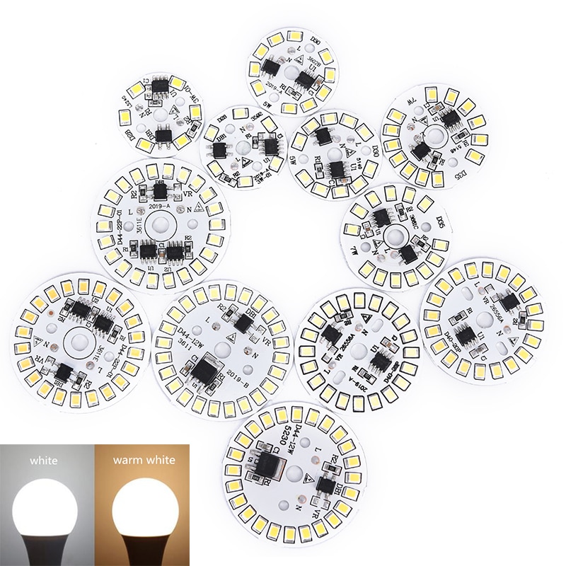1pc LED Bulb Patch Lamp SMD Plate Circular Module Light Source Plate For Bulb Light White/warm White