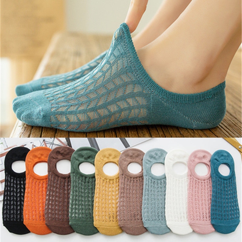 10 pieces = 5 Pairs/lot Invisible Candy Cotton Breathable Socks for Women Summer Girls Casual Short Ankle Boat Low Cut Lady Sox