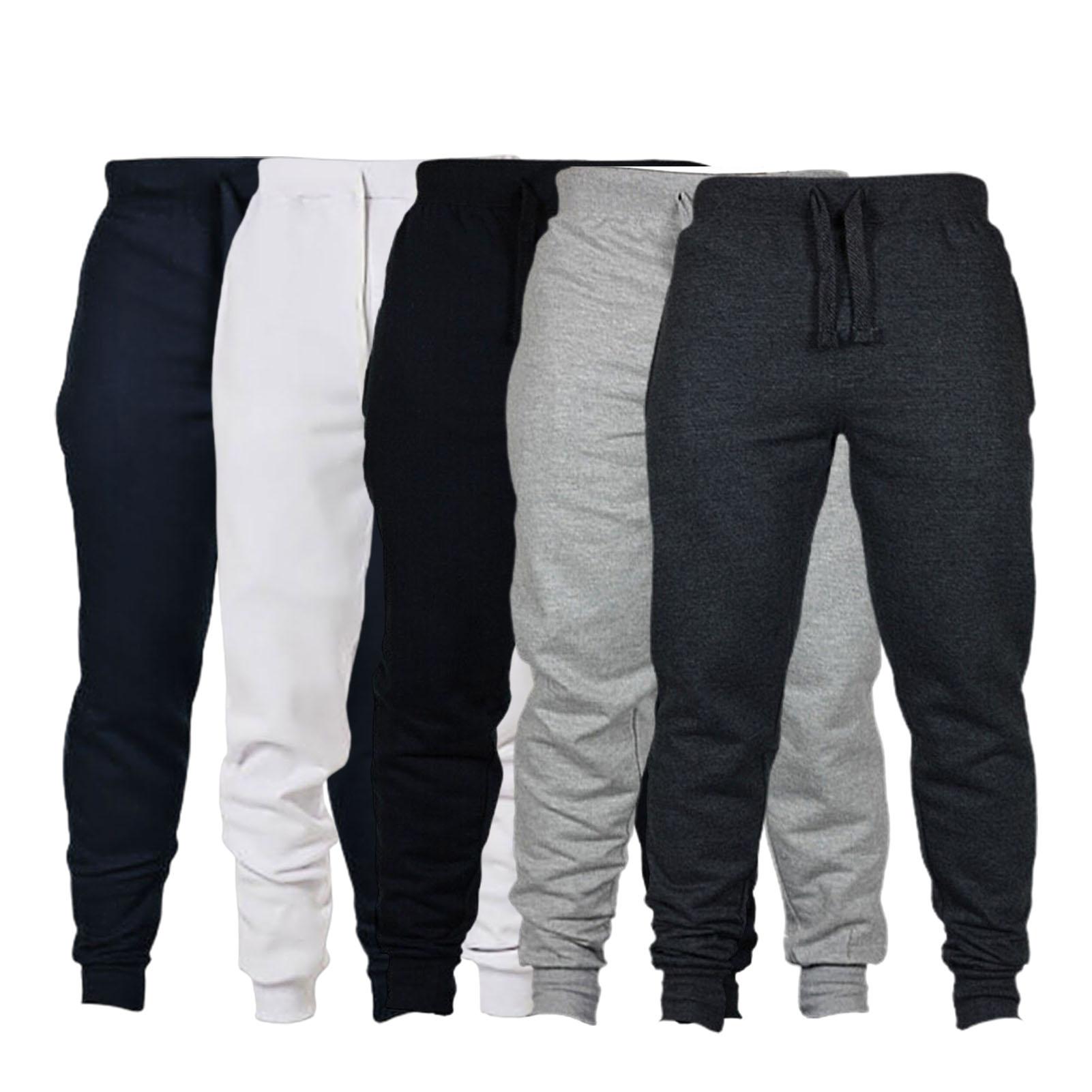 Men Autumn Winter Solid Color Drawstring Pocket Ankle Tied Pants Sports Trousers