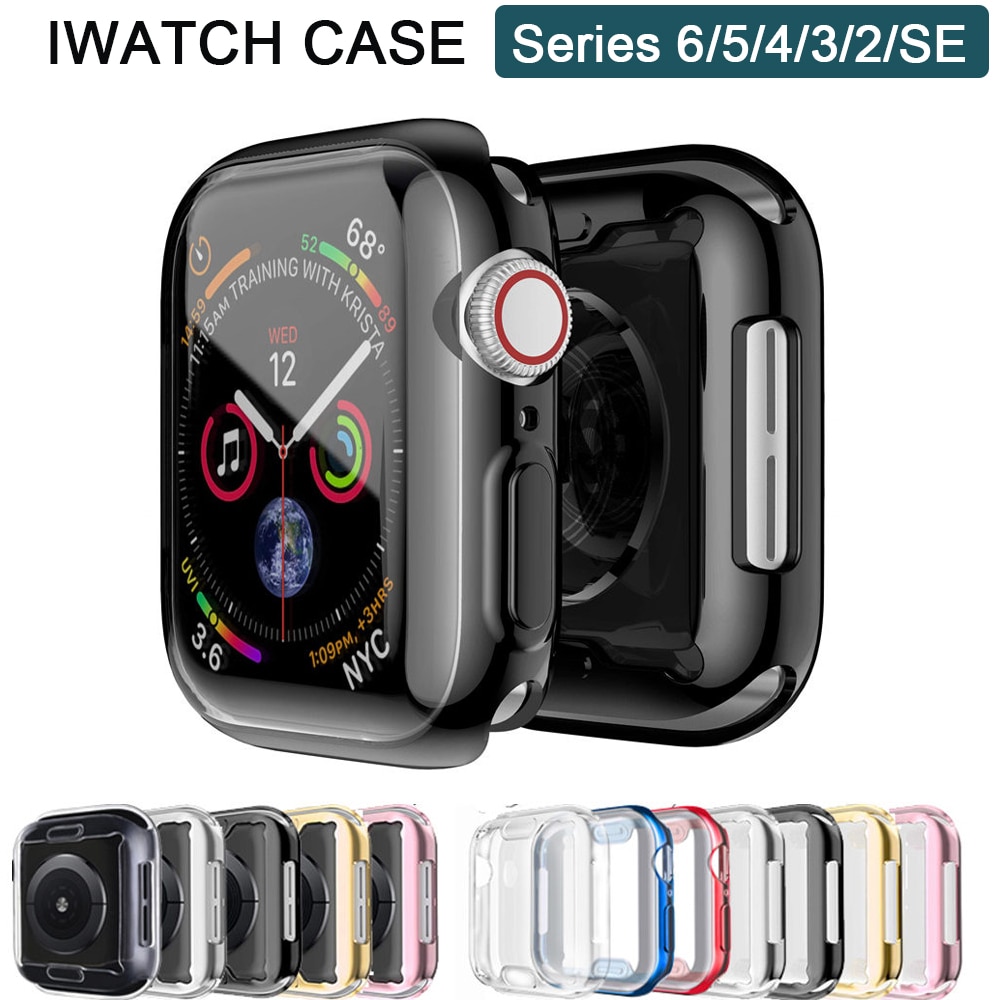 Cover For Apple Watch case 44mm 40mm iWatch 42mm/38mm TPU Bumper Screen Protector Accessories for Apple watch series 6 5 4 3 SE