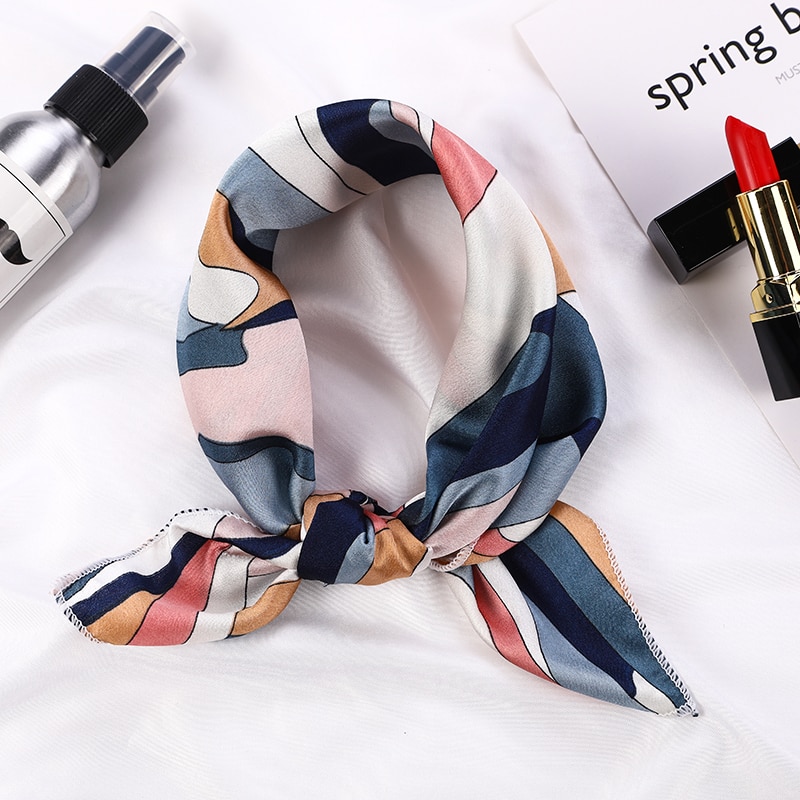 Square Silk Scarf 2021 Fashion Silk Satin Print Small Head Neck scarf Women Headscarf Kerchief Female Bandana Shawl Accessories