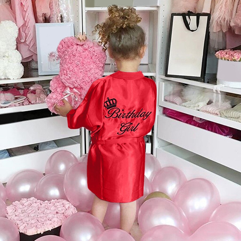 2021 Baby Girls pijamas Robe Sets Silk Satin Kimono INS Robes Bathrobe Lace Up Gift Sleep Tops халаты женские Sleepwear кимоно