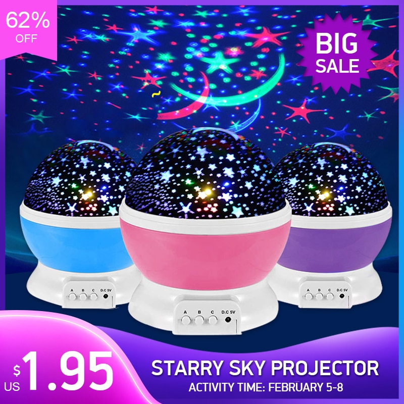 Starry Sky Projector Galaxy Night Lights Star Moon Projector LED Rotating Night Lamp For Children Bedroom Decoration Baby Gifts