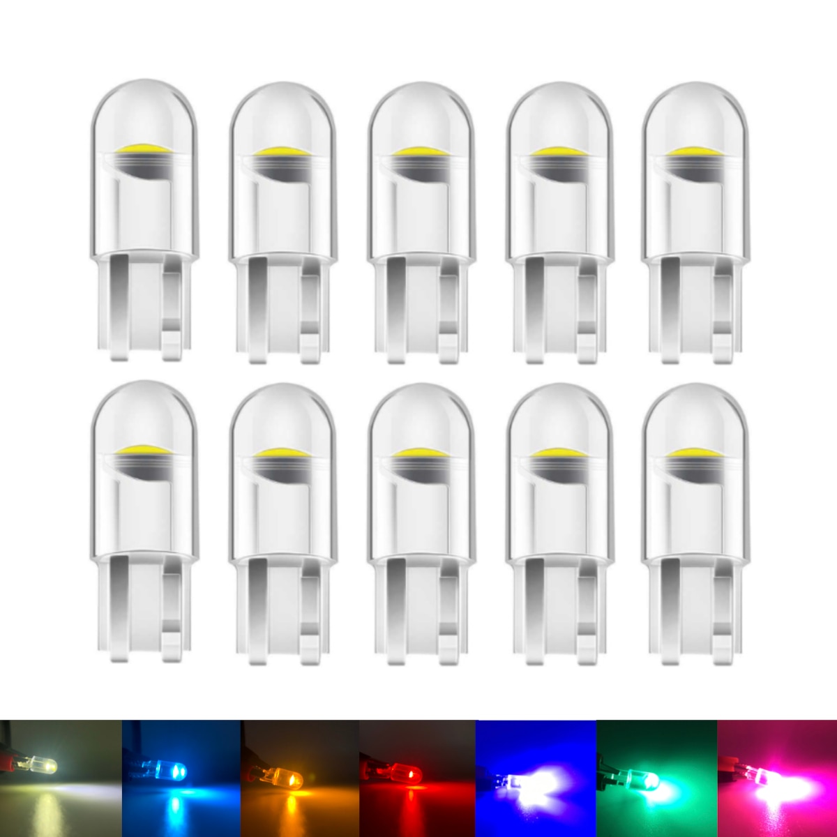 2/5/10Pcs T10 W5W 194 COB LED Side Wedge Lights Signal Lamp 12V Bulbs Interior Dome Reading License Plate Instrument Light