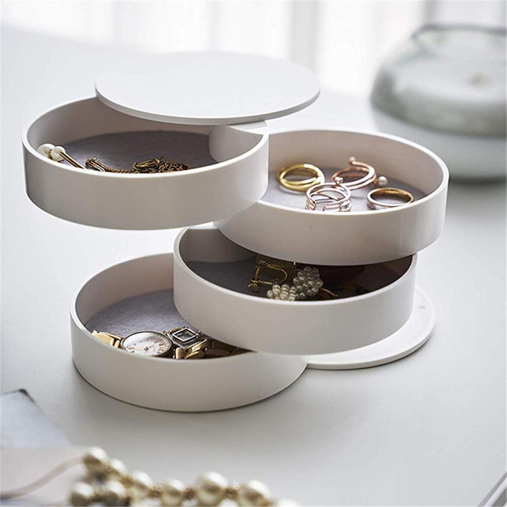 Jewelry Boxs Creative 4 Layers Rotatable Plastic Jewelry Container Case Earrings Ring Box Multi-Function Jewelry Storage Box