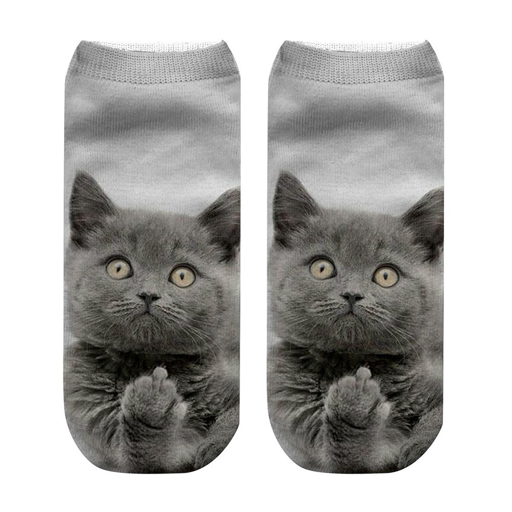 2020 Ins New 3D Print Funny Cute Cartoon Kitten Unisex Short Socks Creative Multiple Cat Face Happy Low Ankle Socks For Women