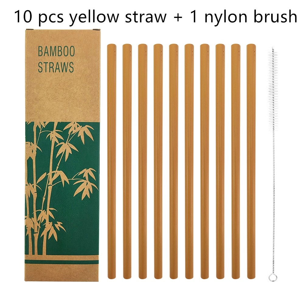 Eco friendly bamboo drink straws natural bamboo straw for adult clear drink zipper bag straw