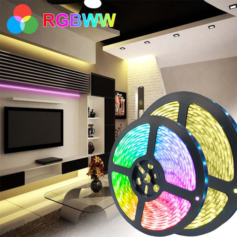 5M 10M 5050 Waterproof LED Strip light DC12V RGB / RGBPP / RGBWW Flexible LED Light Tape 15M 2835 LED RGB Color Strip NO adapte