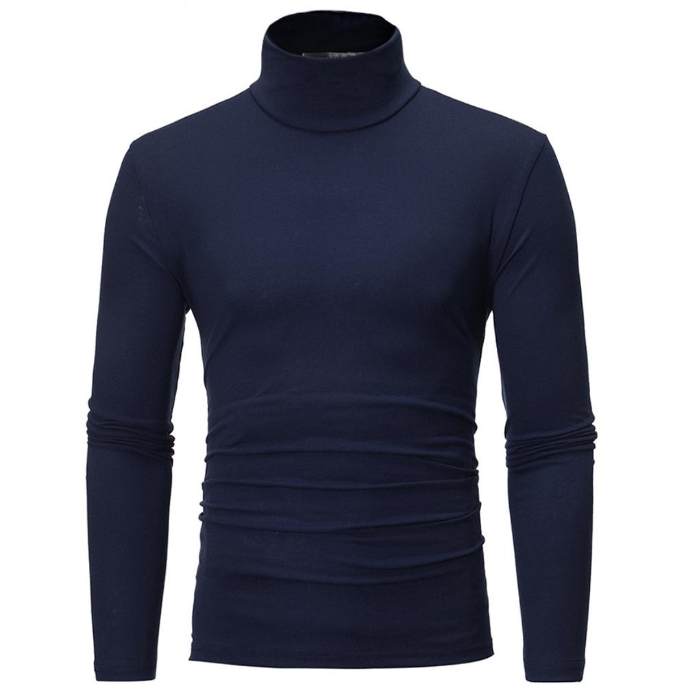 Autumn Winter New Men's Solid Color Turtleneck T Shirts Male Slim Long Sleeve T Shirts Black White Men tshirt Tops M-3XL