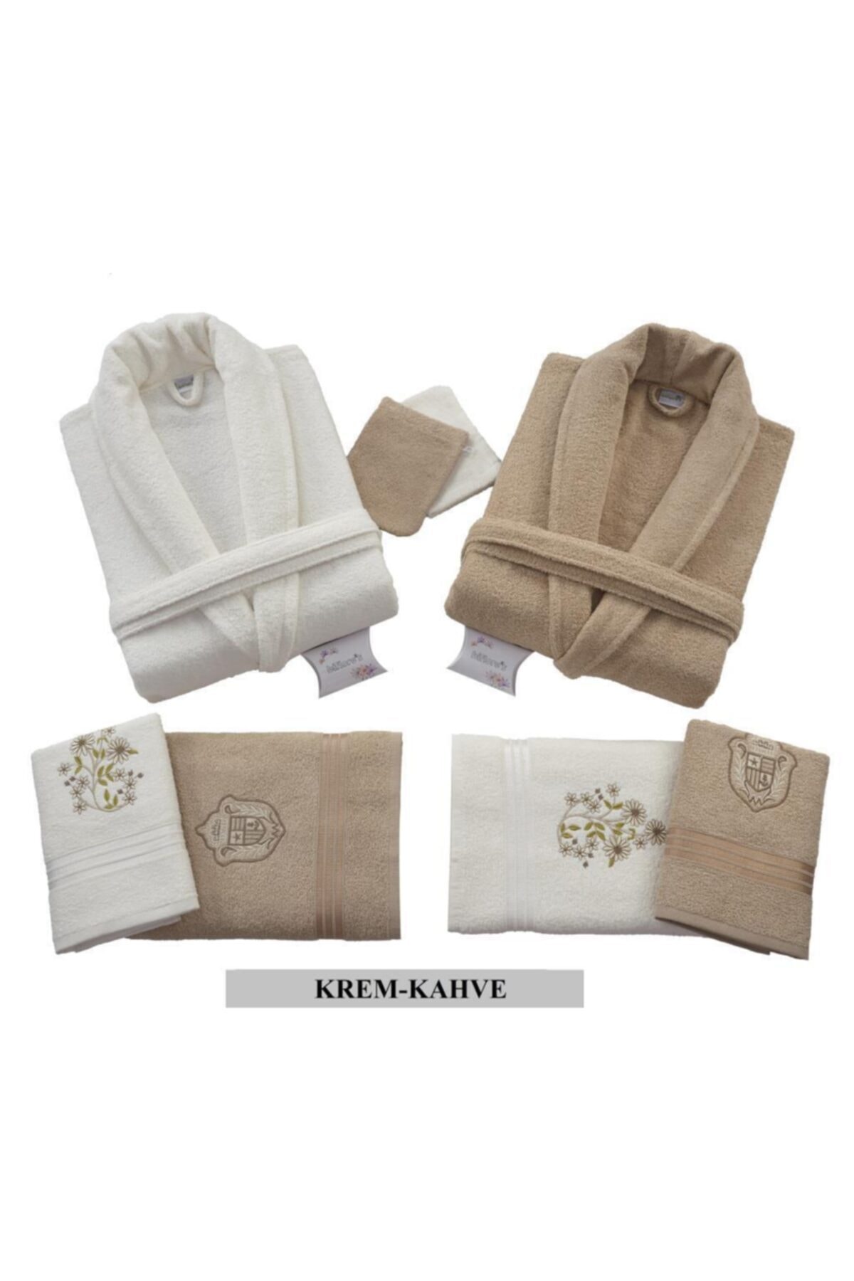 Family Robe Set 10 Piece Coffee Cream havlulu