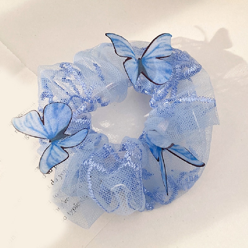 Korea New Mesh Chiffon Scrunchie Transparent Butterfly Tulle Elastic Hair Bands Rubber Bands Hair Rope Ponytail Hair Accessories