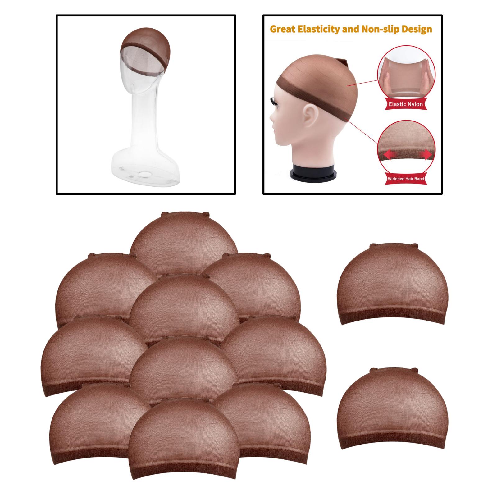 12 Pcs High Quality Wig Cap Stocking Cap Christmas Cosplay Wig Caps Stocking Elastic