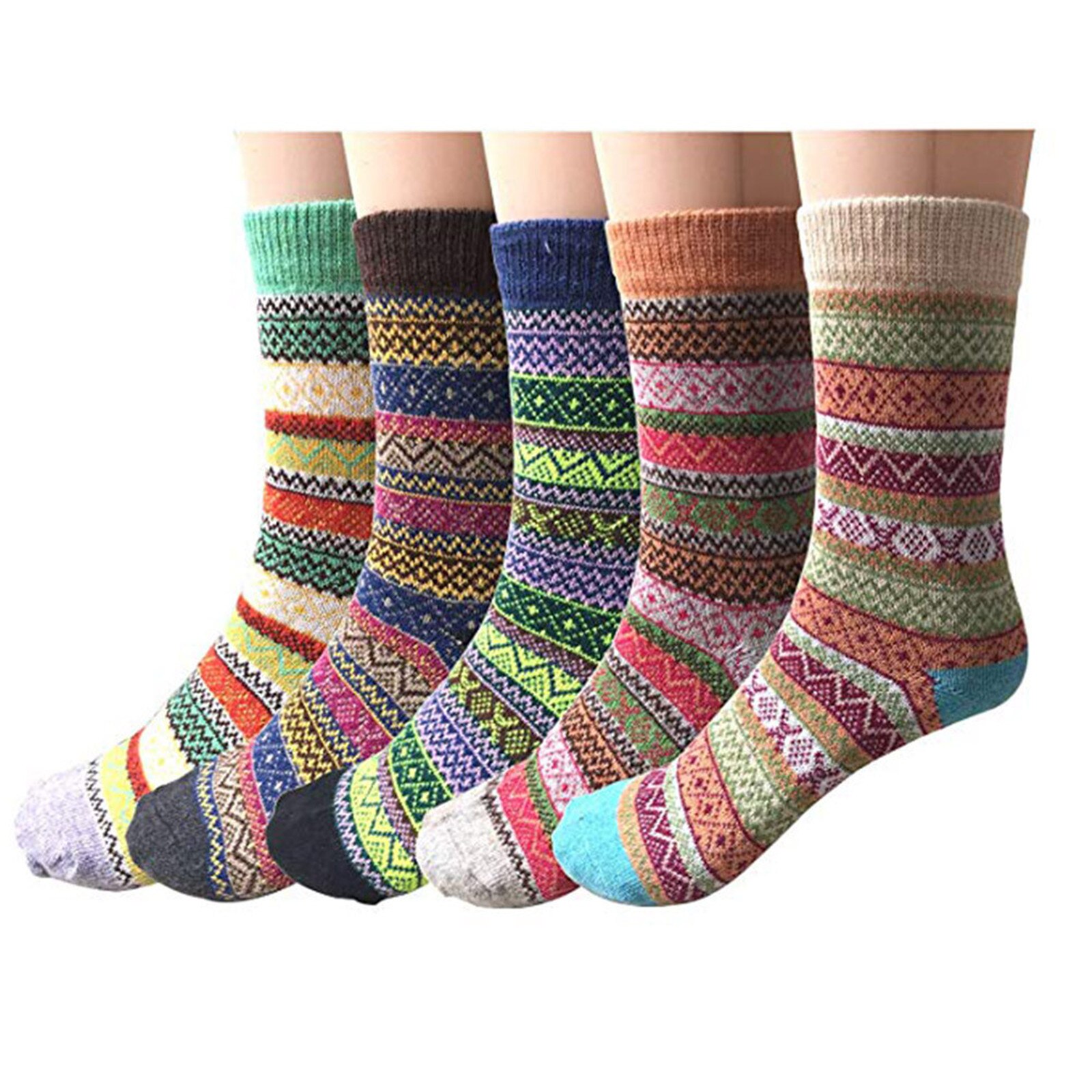 Sagace Harajuku Woman Socks Unisex Fashion Retro Ethnic Style Printed Casual Socks Middle Tube Thick Wool Warm Sock Calcetines