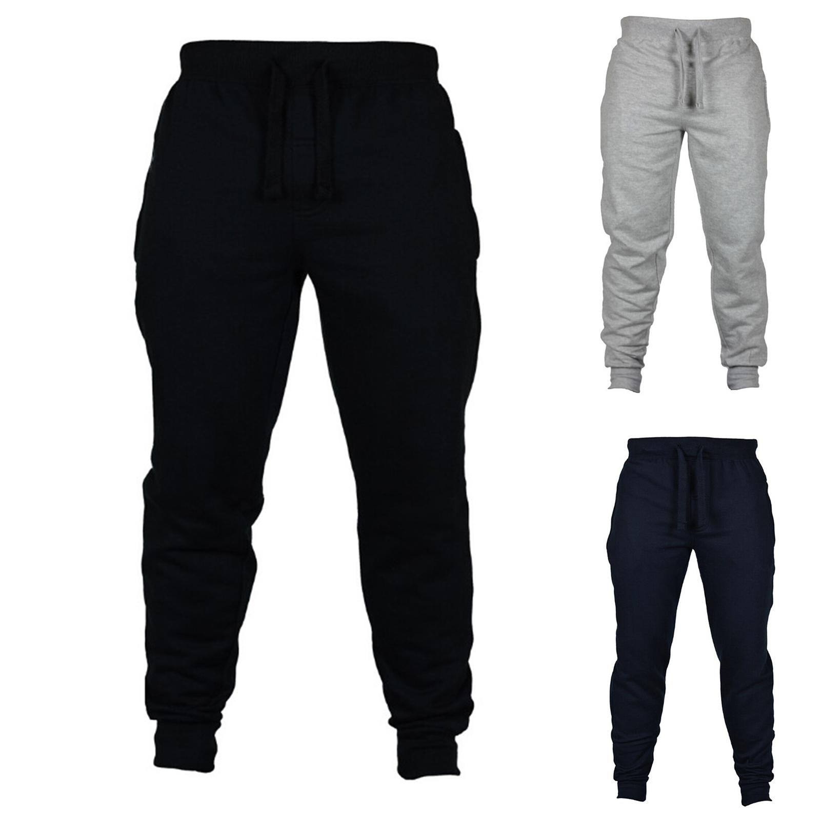 Men Jogger Solid Color Long Yoga Pants Men Full Length LooseJogging Pants Drawstring Plush Thick Warm Pants Sweatpants Trousers