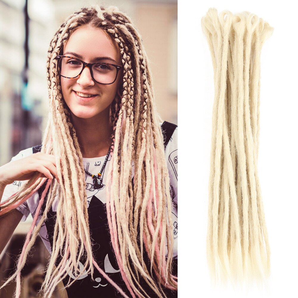 Natifah 20 Inch Dreadlocks Crochet Hair Extensions Handmade Synthetic Braiding Hair Hip-Hop Style Ombre Braids Long Straight