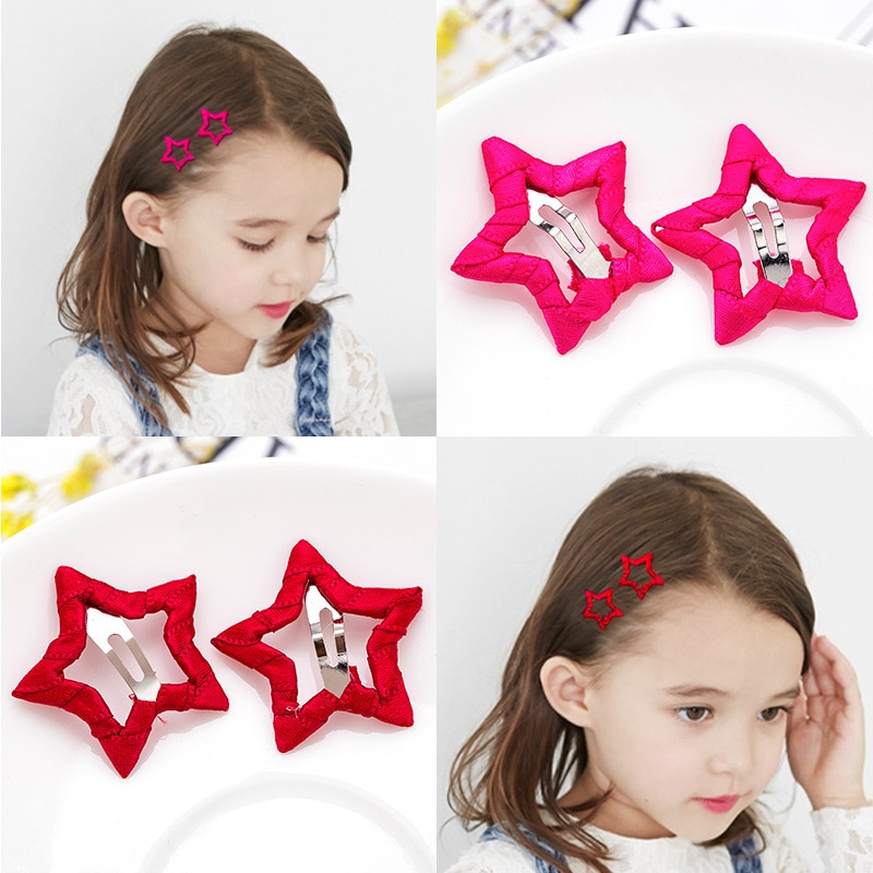 New Fashion Metal Material All-inclusive Cloth Pentagram Star Kids Hairclip Girls Headdress Accessories Children Headwear