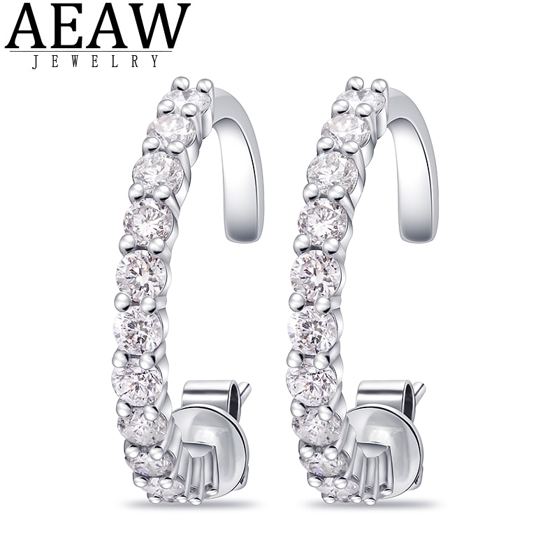 1.01ctw Natual Round Cut Diamond Drop Earring Solid 18K White Gold 100% Real Diamond Earring Praty Gift for Lady Fine Jewelry