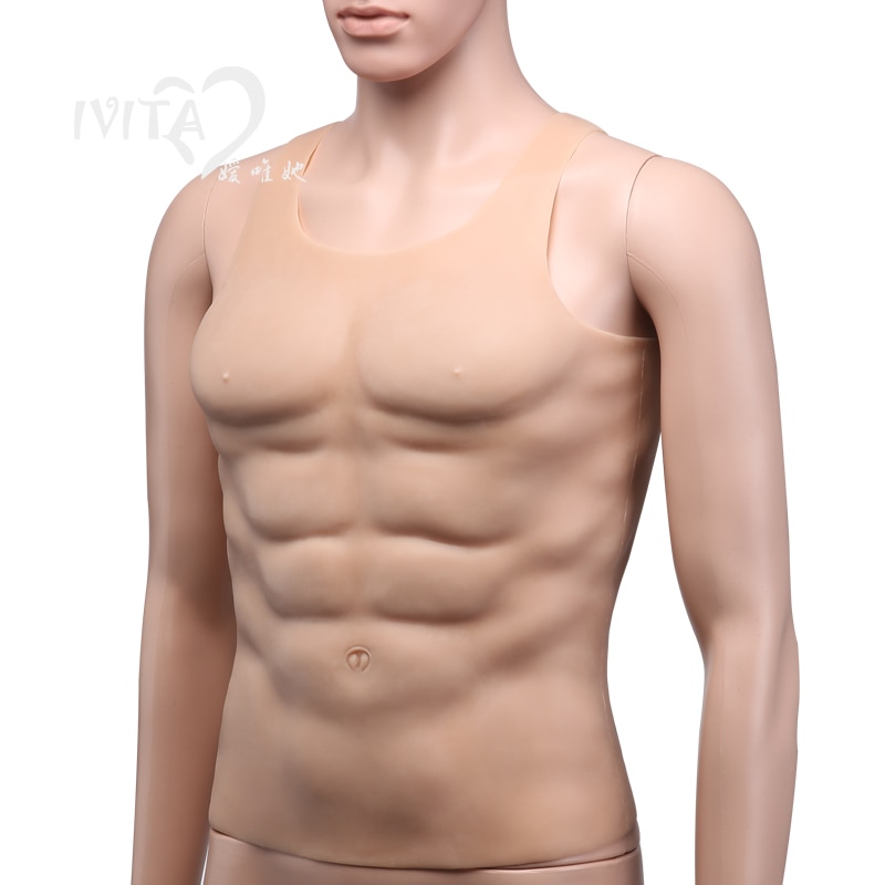 Thick silicone macho muscular clothing props thin male variant male fitness men cos female dress male fake chest muscles