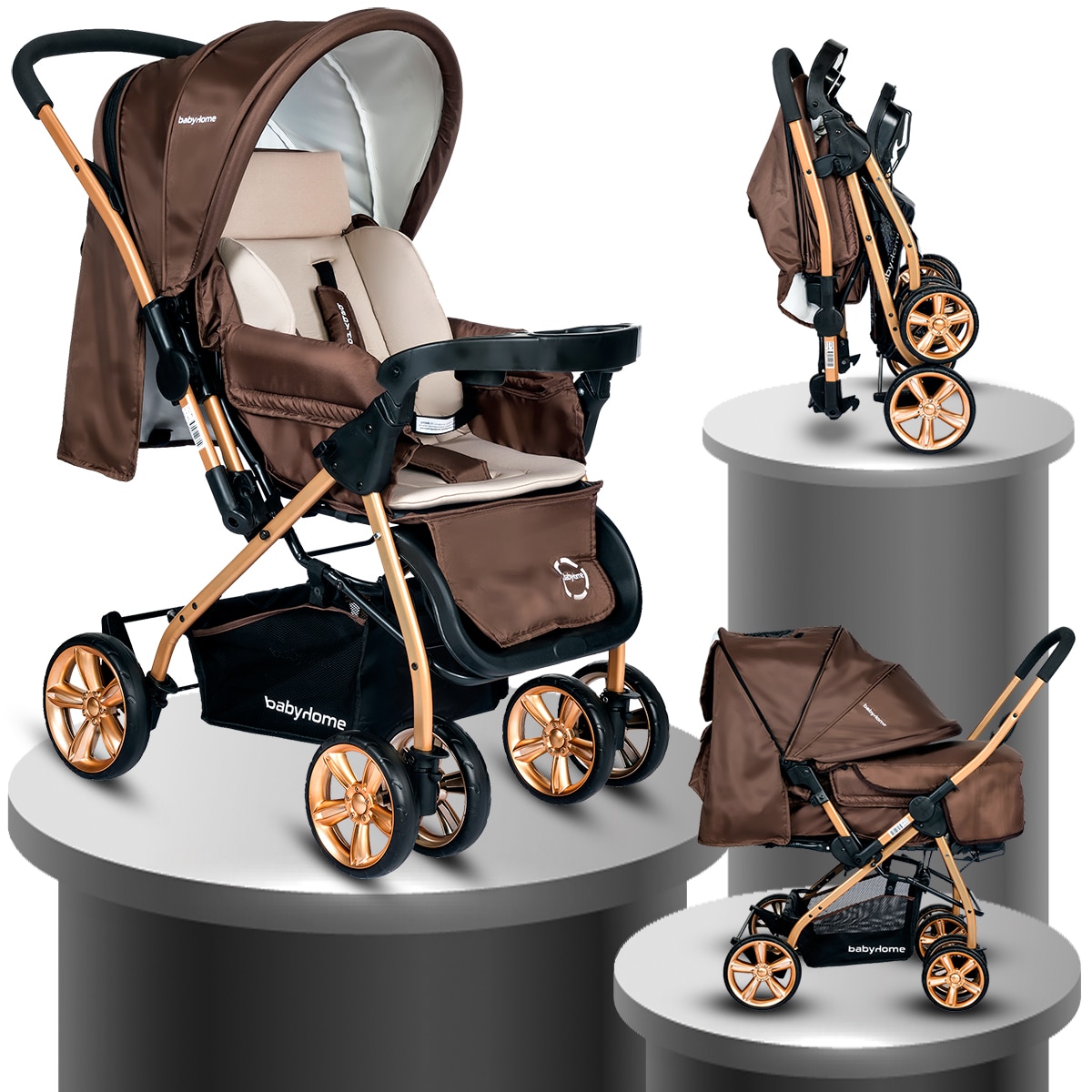 Baby Home BH-760 Gold Double-Way Baby Stroller Ball Wheel Original Raincoat Gift