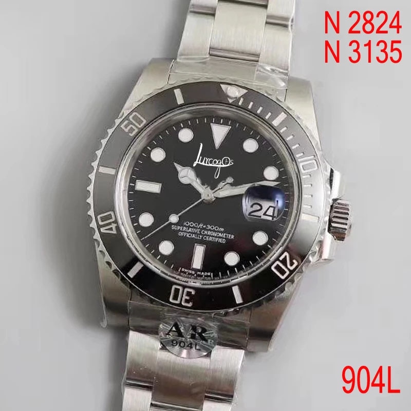 classic 904L luxury Black Sub-Marine Mechanical Watch 1:1 Men Ceramic bezel sapphire Automatic Watch Diving NOOB ETA 3135 AAA+