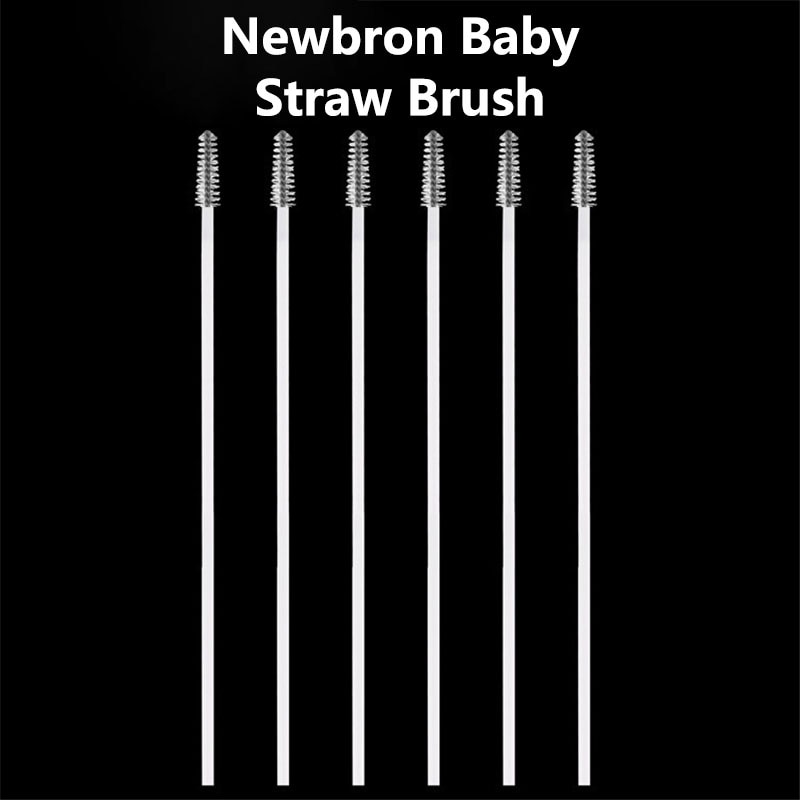 Stainless Steel Hair Straw Brush Reusable Plastic Handle Wear-resistant Straight Bent Straw Catheter Bottle Cleaning Brush