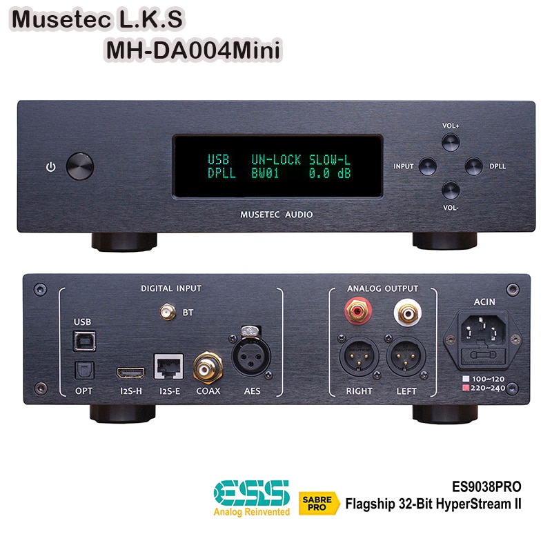 L.K.S Audio MH-DA004 Mini ES9038pro Flagship DAC Audio Decoder USB Audio Decoder AES/coaxial/I2S