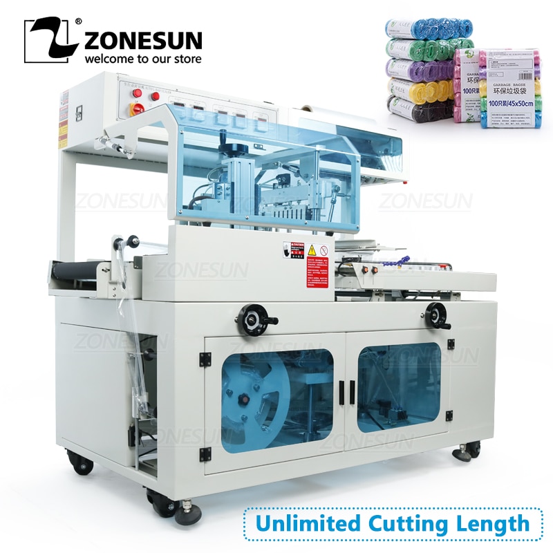 ZONESUN Side Sealing Cutting Machine Automatic Shrink Film Wrapping Cosmetics Book Food Drink Software Sealer Packaging Machine