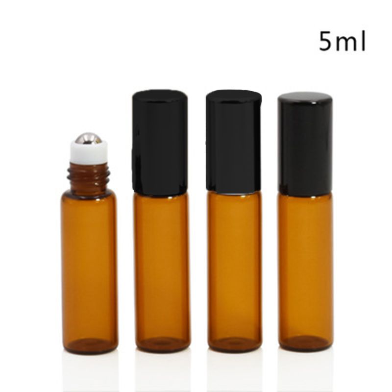 3/5/10ml Amber Clear Empty Roller Bottles Refillable Essential Oil Aromatherapy Perfume Roll On Container Vials Jars With Ball