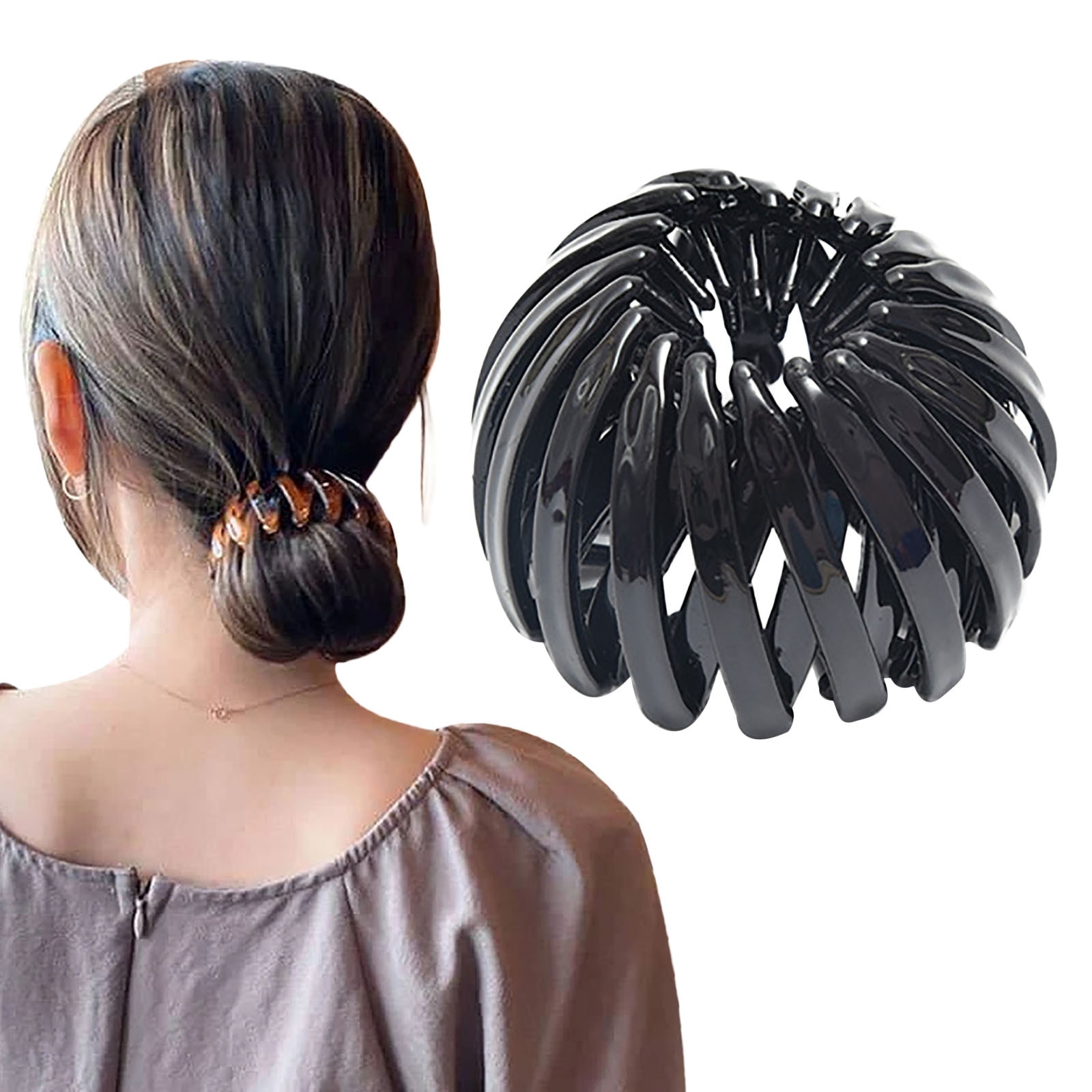 Fashion Women's Bird Nest Expanding Crystal Tail Hair Bun ball hair ring Holder Clips Claw Pins Hairdresser Holder