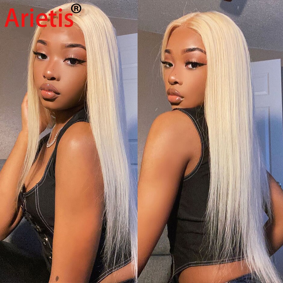 The Arietis Hair 613 Blonde Color Mongolian 13X4 150% Density Straight Lace Frontal Remy Human Hair Wigs For White Women