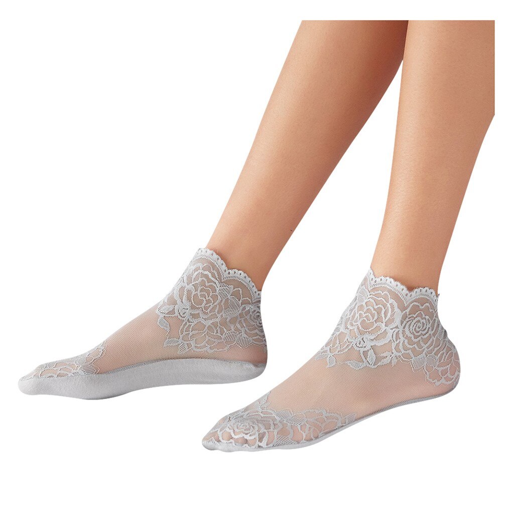 Sagace Women Lace Ruffle Ankle Sock Soft Comfy Sheer Silk Cotton Elastic Mesh Knit Frill Trim Transparent Women Ankle Socks 2021