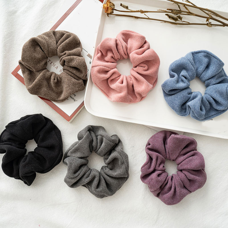 Solid Color Woolen Cloth Hair Rope Soft Velvet Scrunchies Winter Hair Ring Elastic Hair Rubber Bands Ponytail Hair Accessories