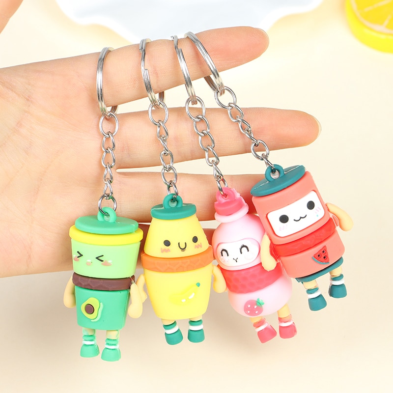 1pc 5.5cm Korea Cute Milk Bottle Keychain Pendant Key Ring Bag Car Keyring Jewelry Gift