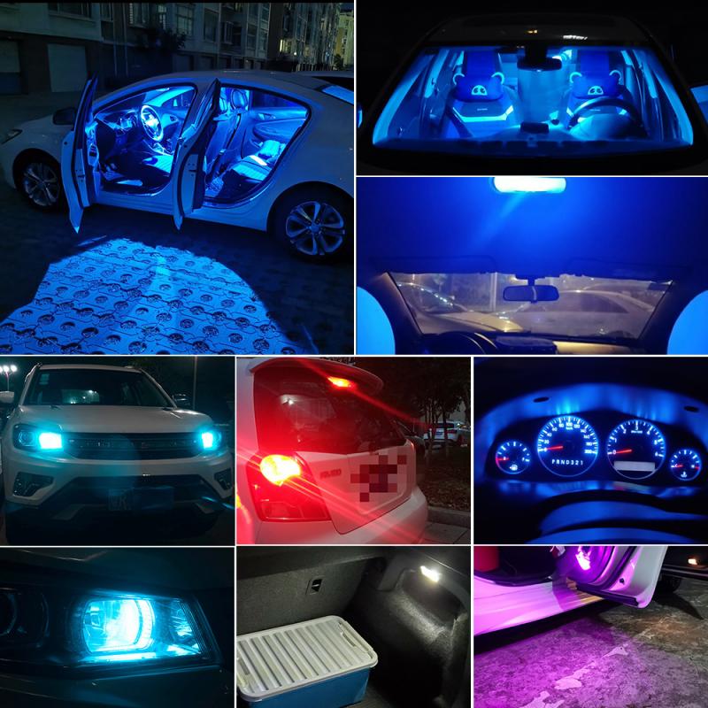 Car Accessory Glass Shell High Bright W5W 194 168 LED Car Bulb Green Red Blue Amber License Plate Lamp 12V Dome Light