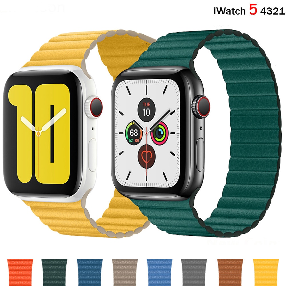 Leather loop strap For Apple watch series 6 SE 5 4 3 Magnetic belt bracelet iWatch 42mm 38mm for Apple watch Band 40mm 44mm