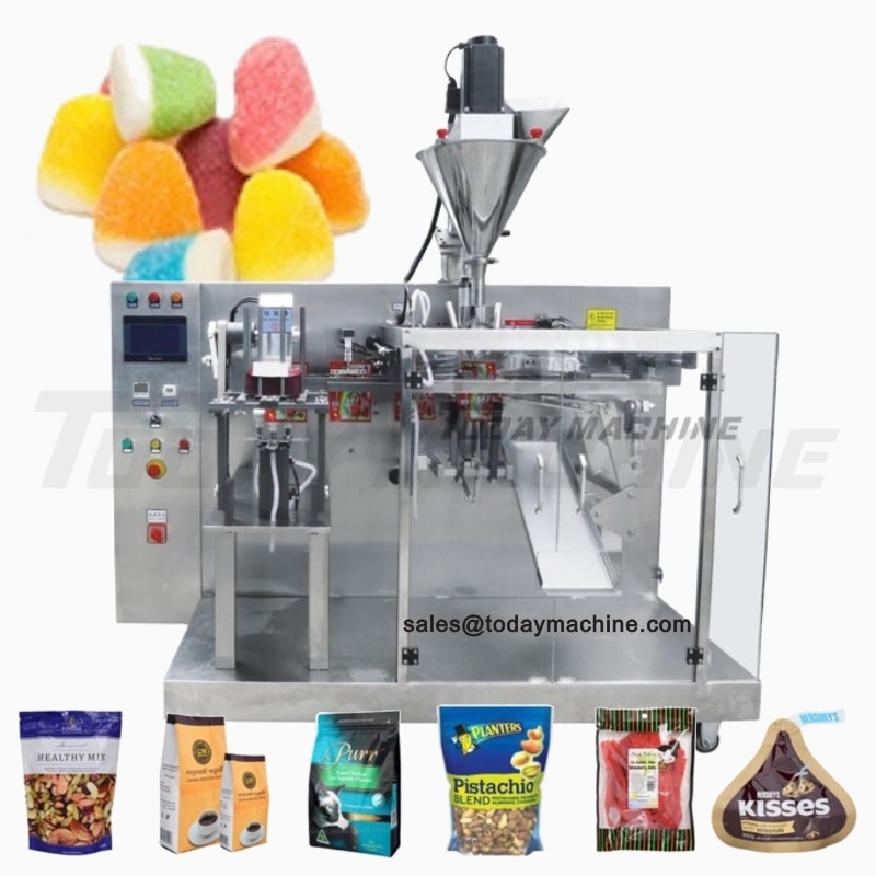 Automatic horizontal packing machine, whey / baking powder / flour zip doypack pouch pick filling sealing packaging machine