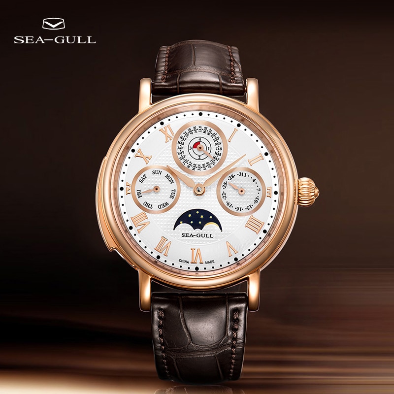 Seagull Watch 18K Gold Perpetual Calendar Tourbillon Interrogation Watch 3 in 1 Limited Edition mechanisch horloge ST9250G