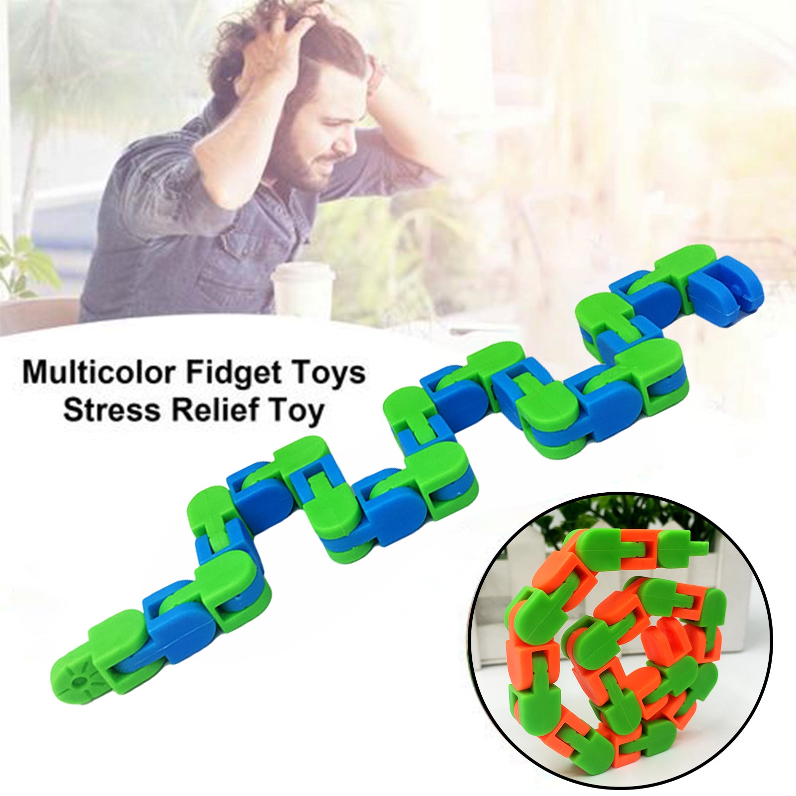 Wacky Tracks Snap And Click Fidget Toys Kids Stress Relief Autism Snake Puzzles Classic Children Funny Sensory Randomly Color