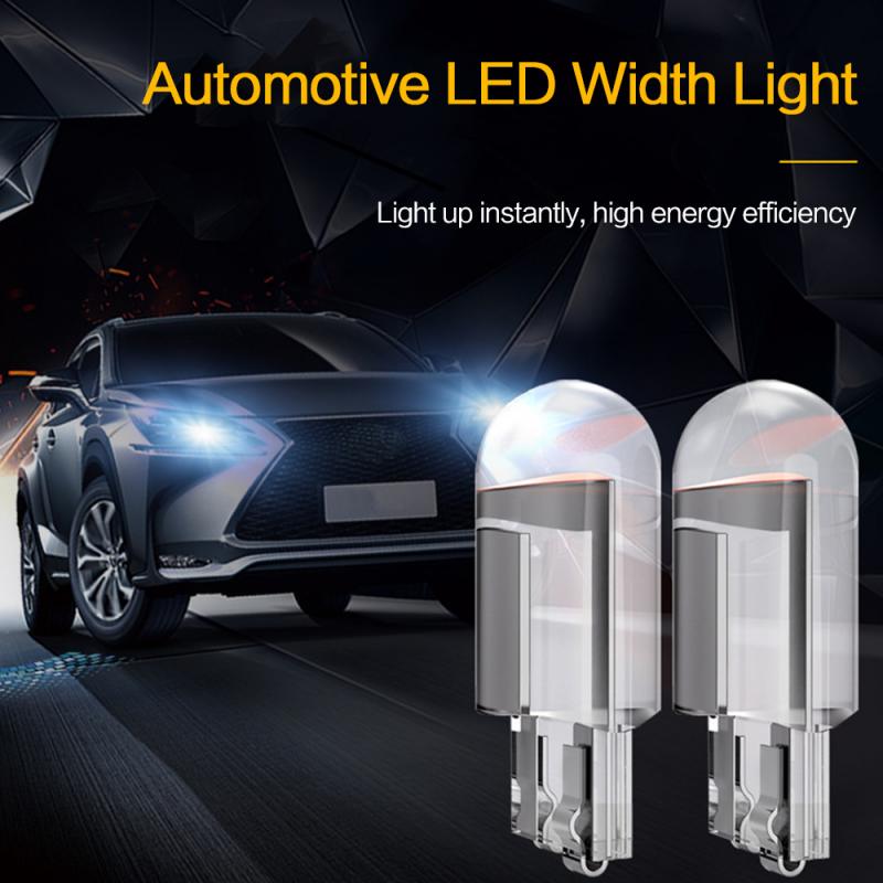 2pcs W5W 194 T10 Glass Housing Cob LED Car Bulb White Green Blue Red Yellow Wedge License Plate Lamp Dome Truck Light