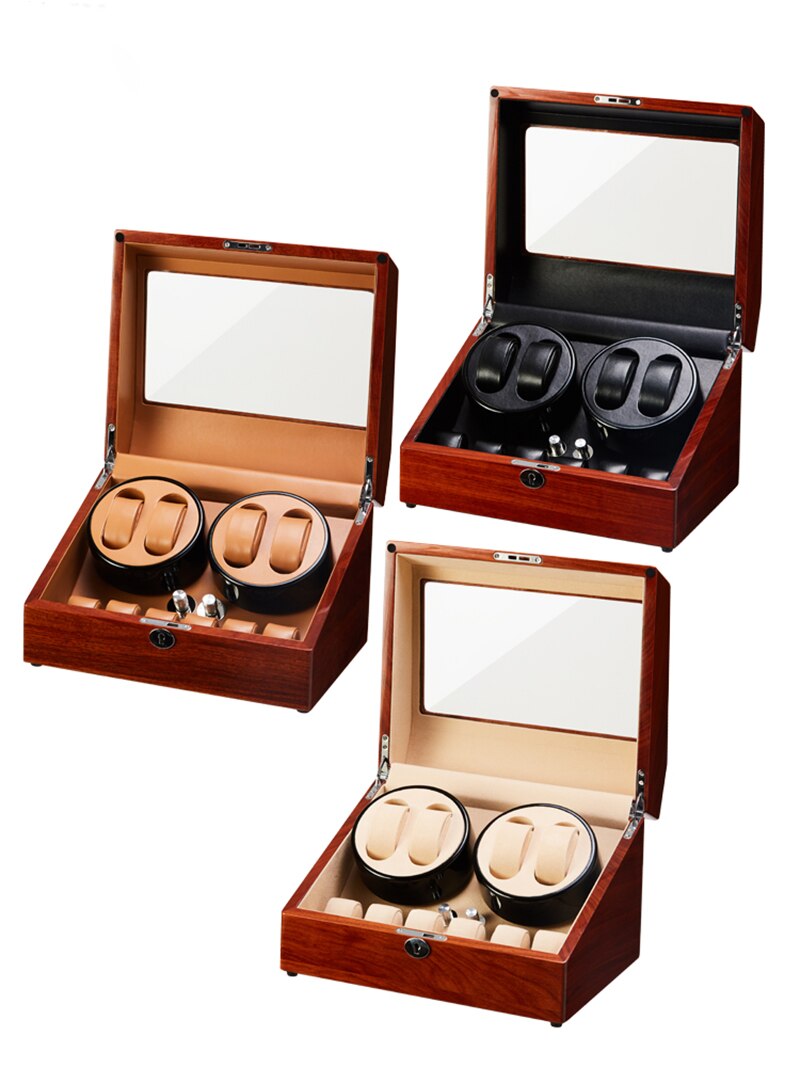 4 slots high quality fashion men Watch Winder Box home wooden Automatic Watch Rotator Display Box 200907-20