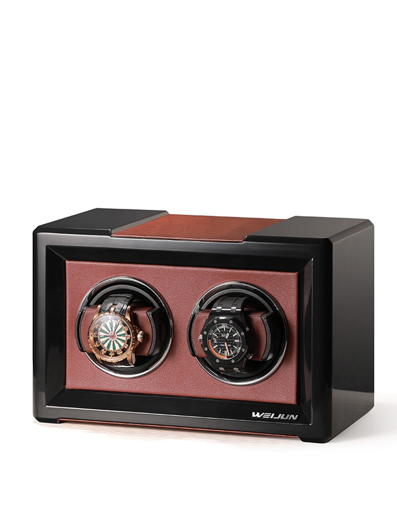 2 slots high quality fashion men Watch Winder Box home wooden Automatic Watch Rotator Display Box 200909-27