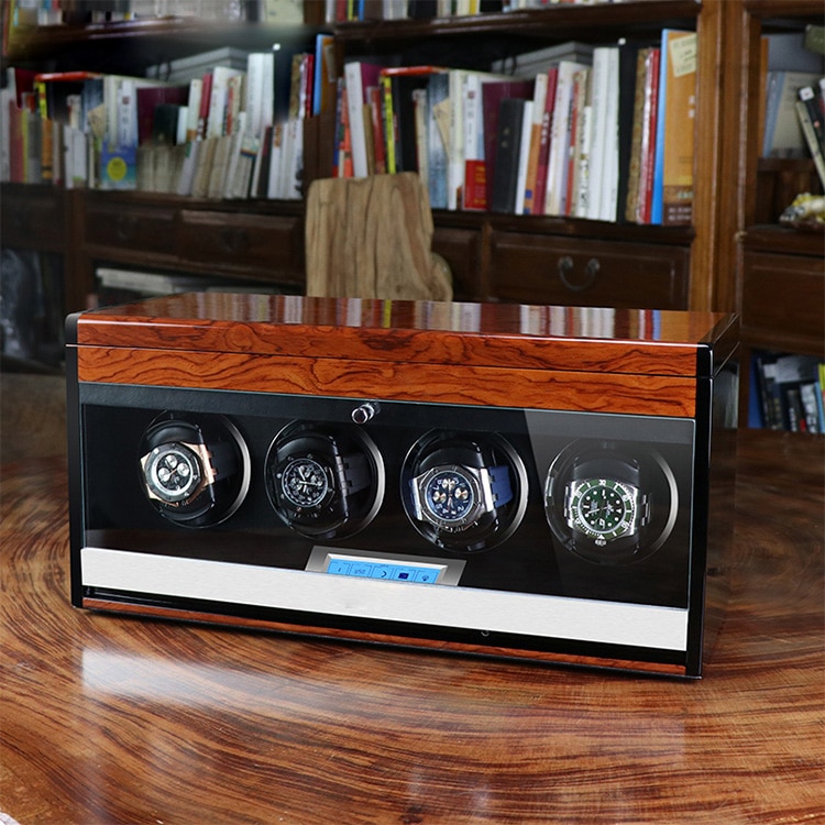 New Version 4 slots Quiet Shaker Motor Watch Winder Box wooden Watch Winder for automatic watches 200911-17