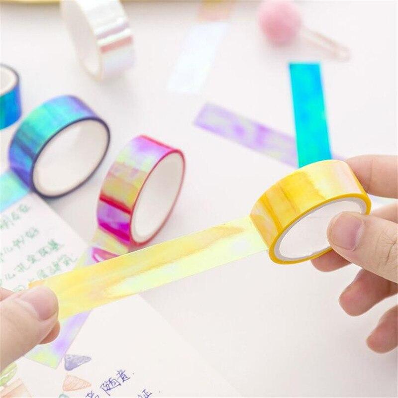 Laser Rainbow PP Tape Decorative Adhesive Tapes DIY Masking Sticky School Supplies School Stationery Office Tools