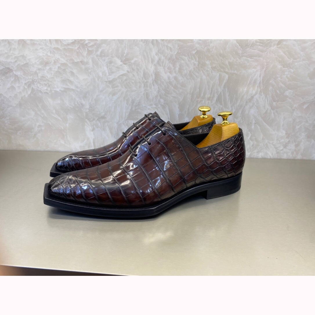 Andonaimi crocodile leather Oxford shoes asymmetric diamond cut sole 39-45 can be customized colors and large size shoes